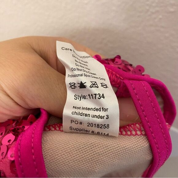 Weissman Balera Dance costume hot pink sassy fringe dress Hair 11734 MC child - Picture 7 of 12